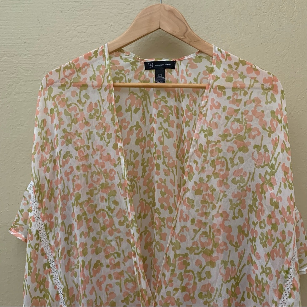 INC International Concepts | One-Size | 100% Polyester Sheer Pink Floral Coverup